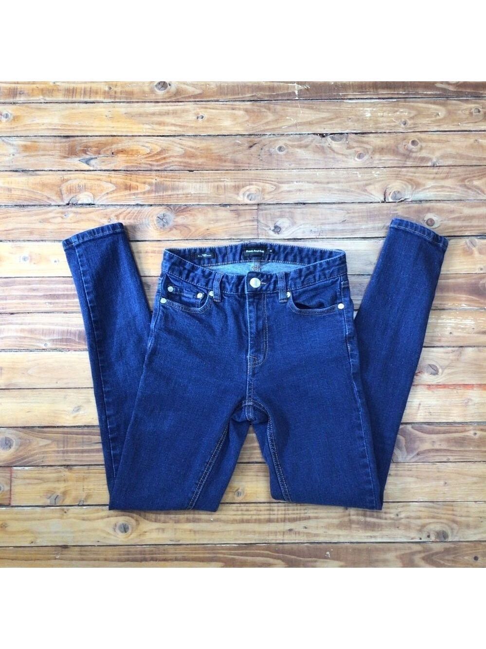 FRANK and Oak Debbie blue jeans skinny high waisted high-rise stretchy size 25